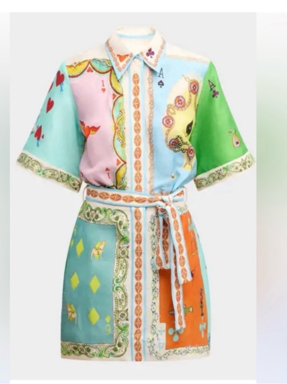 Alemais NWOT Printed Short Shirt Dress with Belt